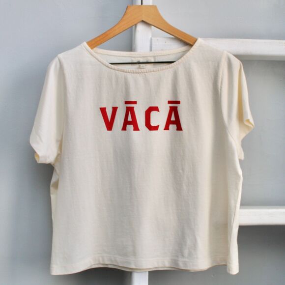 Madewell Tops - Madewell Cream Lipstick Red Vaca Graphic Setlist Boxy Tee Size Medium
